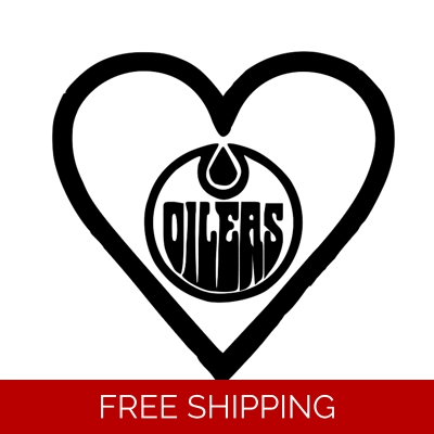 NHL Hockey Edmonton Oilers Heart, Die Cut Vinyl Decal sticker